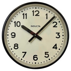 Huge Black Swiss Industrial Wall Clock from Inducta, 1960s