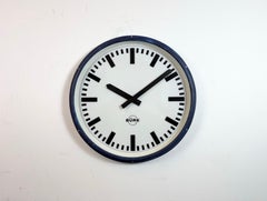 Huge Blue German Industrial Factory Wall Clock from Burk, 1960s