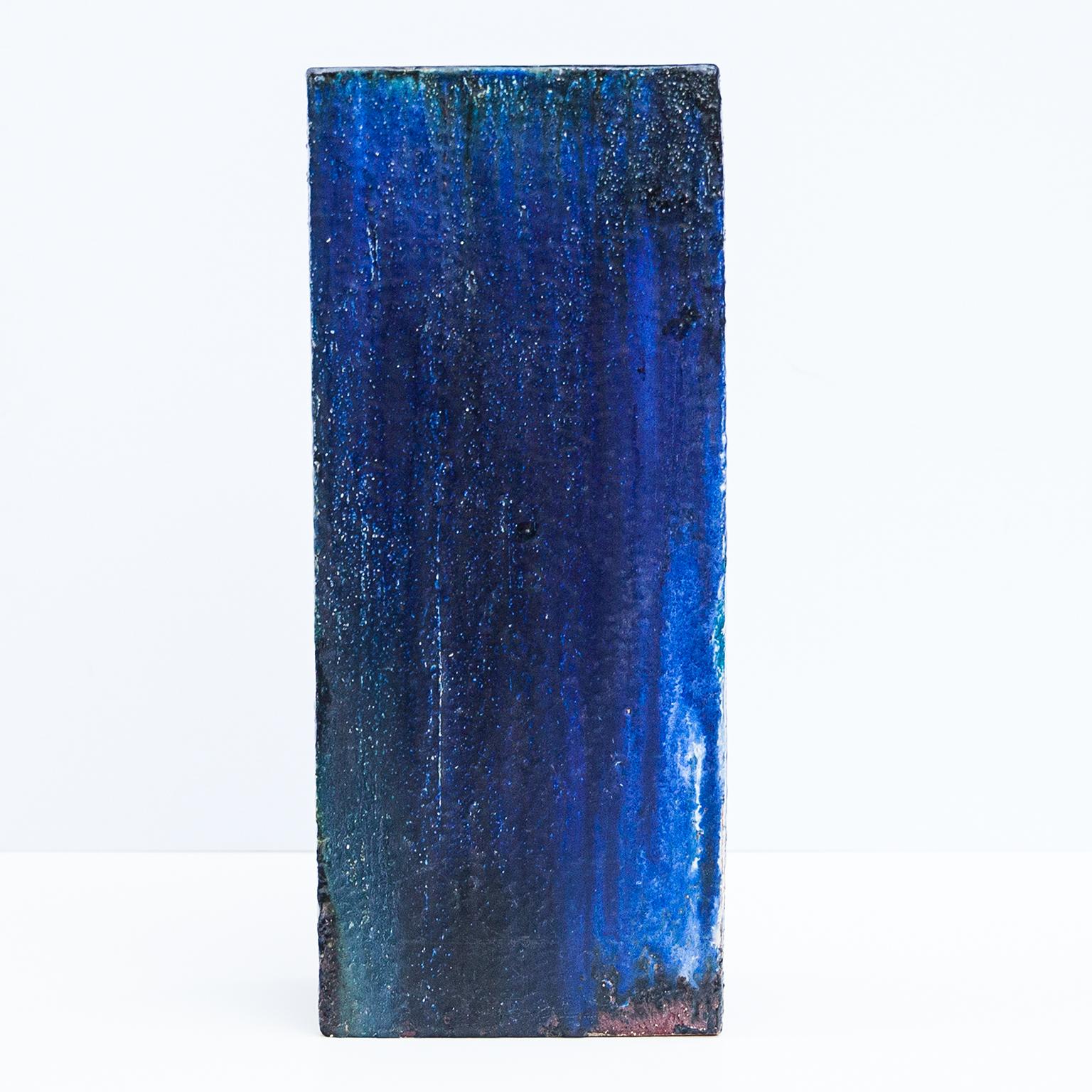 Riesige blaue Helmut Schäffenacker Vase (Mitte des 20. Jahrhunderts) im Angebot