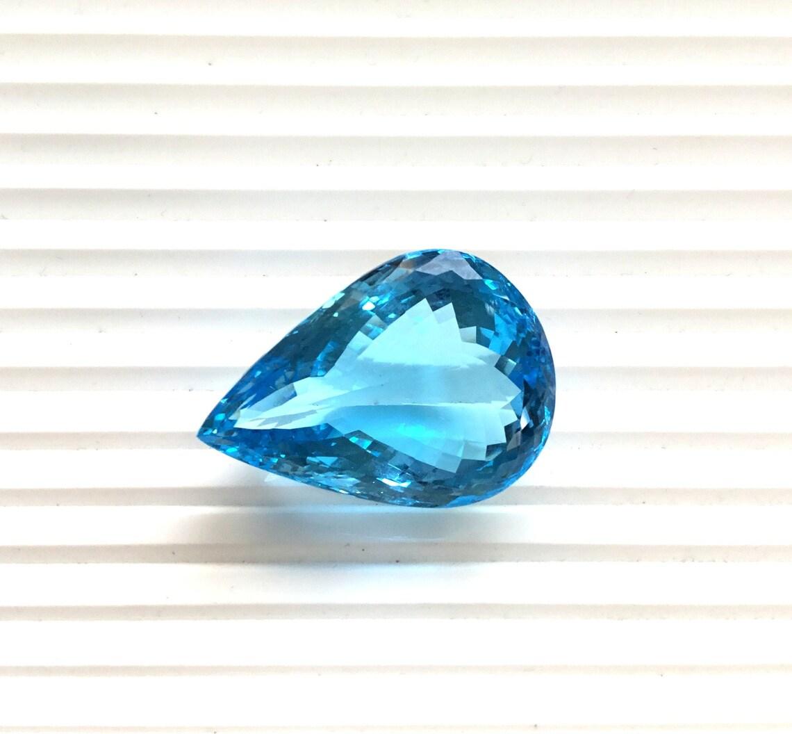 Huge Blue Topaz Pear Cut Stone Natural Loose Gemstone 115.50 Cts For Sale 4
