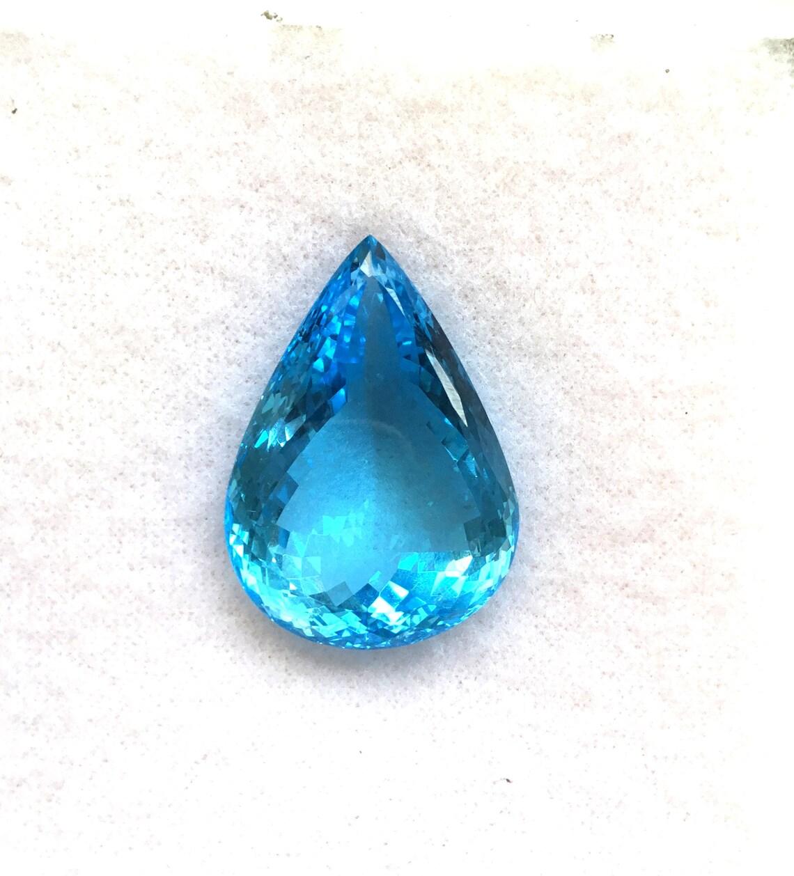 Huge Blue Topaz Pear Cut Stone Natural Loose Gemstone 115.50 Cts For Sale 1