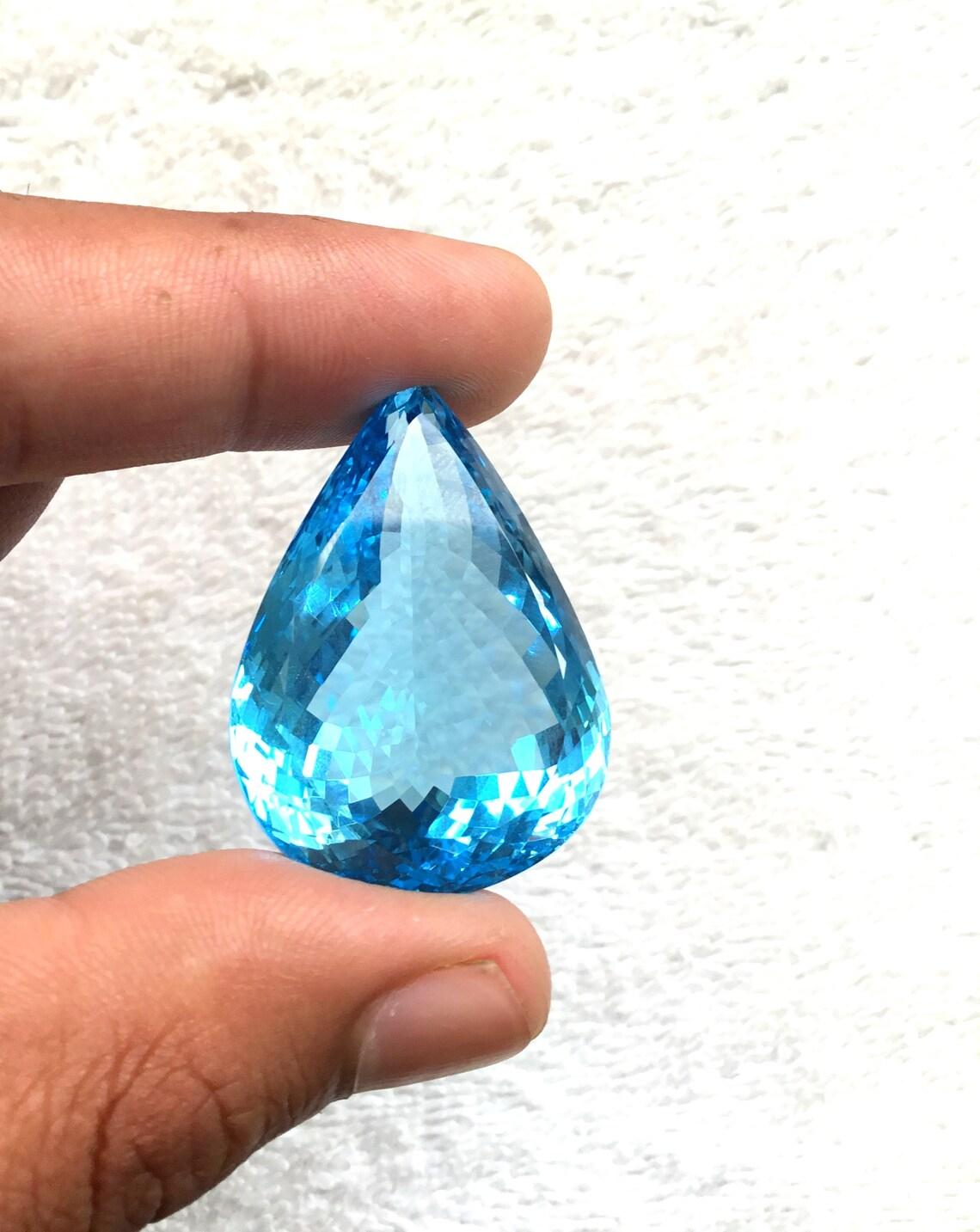 Huge Blue Topaz Pear Cut Stone Natural Loose Gemstone 115.50 Cts For Sale 3