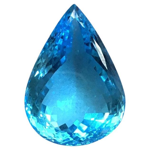 Huge Blue Topaz Pear Cut Stone Natural Loose Gemstone 115.50 Cts For Sale