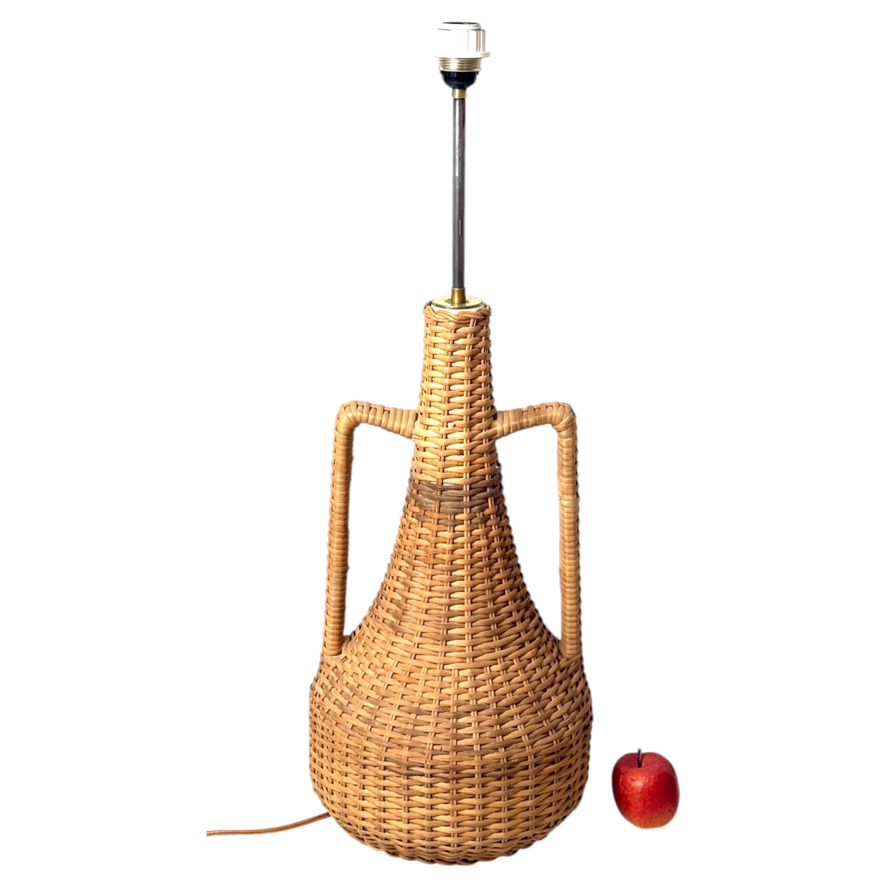 Huge Boho Mid-Century Floor lamp handmade from rattan