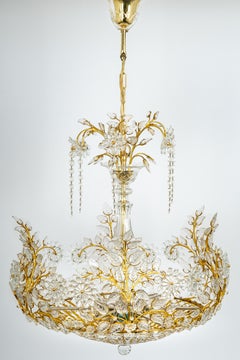 Huge Brass and Crystal Chandelier, Designed by Palwa, Germany, 1970s