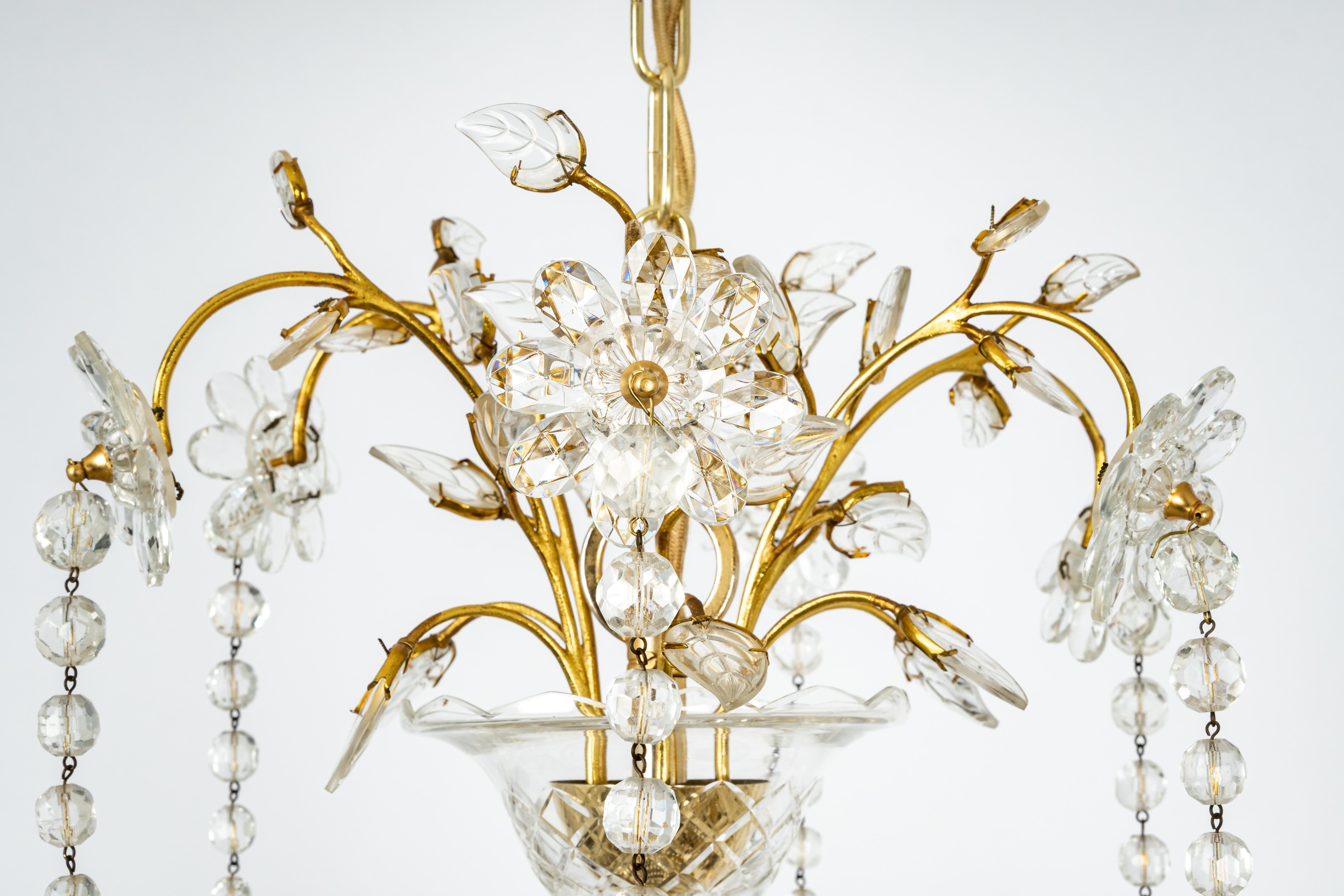 Huge Brass and Crystal Chandelier, Designed by Palwa, Germany, 1970s 1