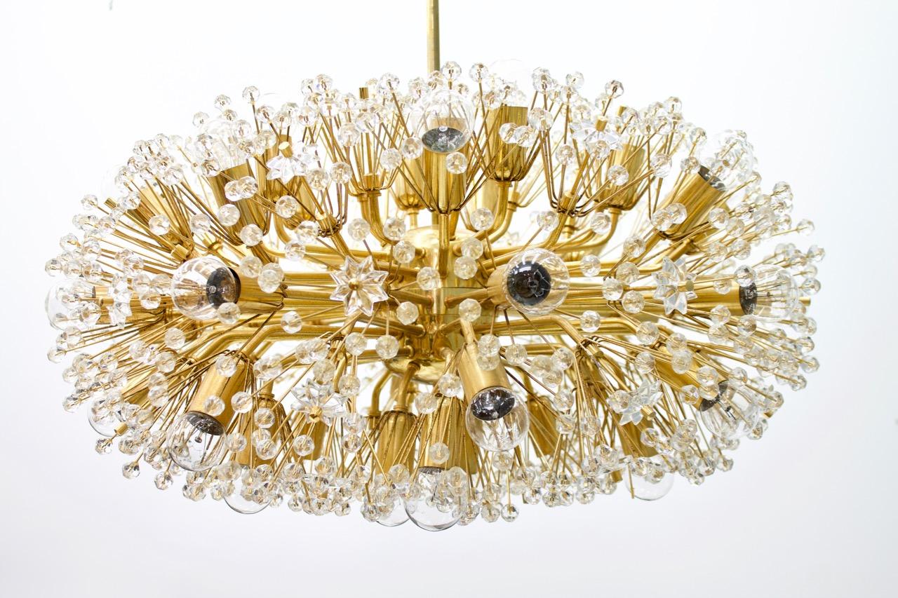 Huge Brass and Glass Chandelier, 1960s 1