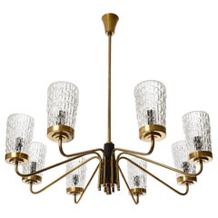 Vintage Huge Brass and Glass Chandelier by Rupert Nikoll, Austria, 1960