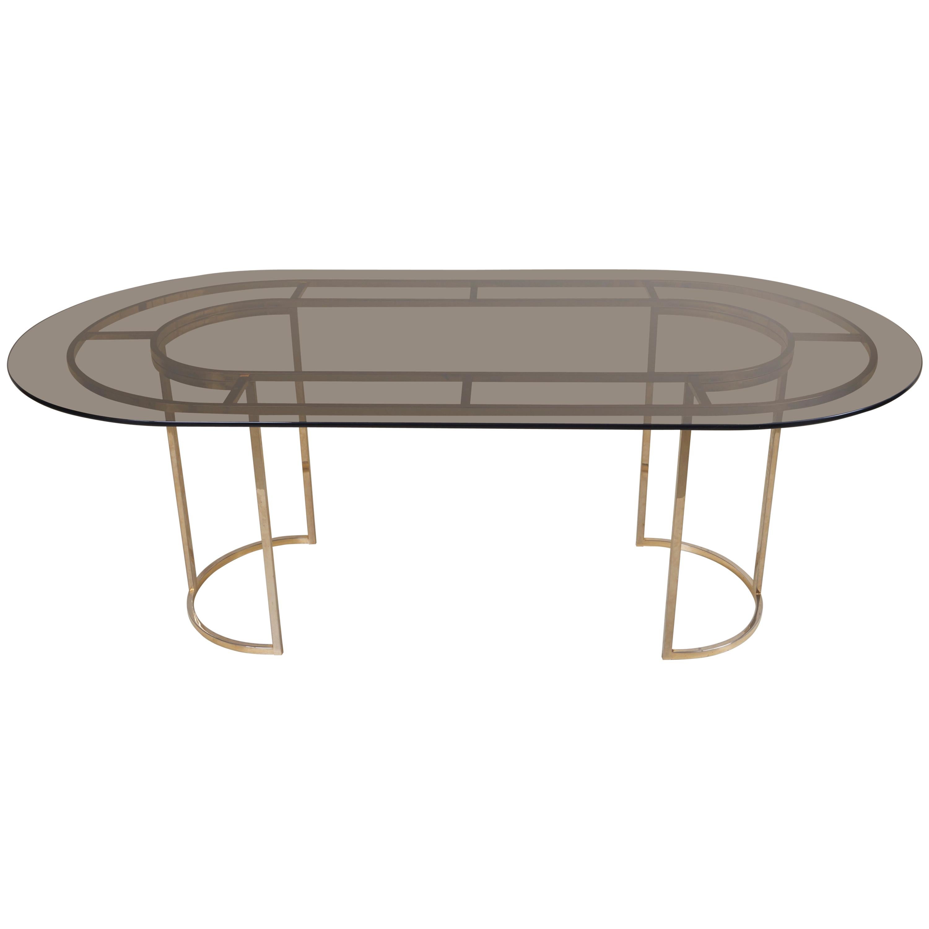 Huge Brass and Glass Dining Table in the style of Romeo Rega For Sale
