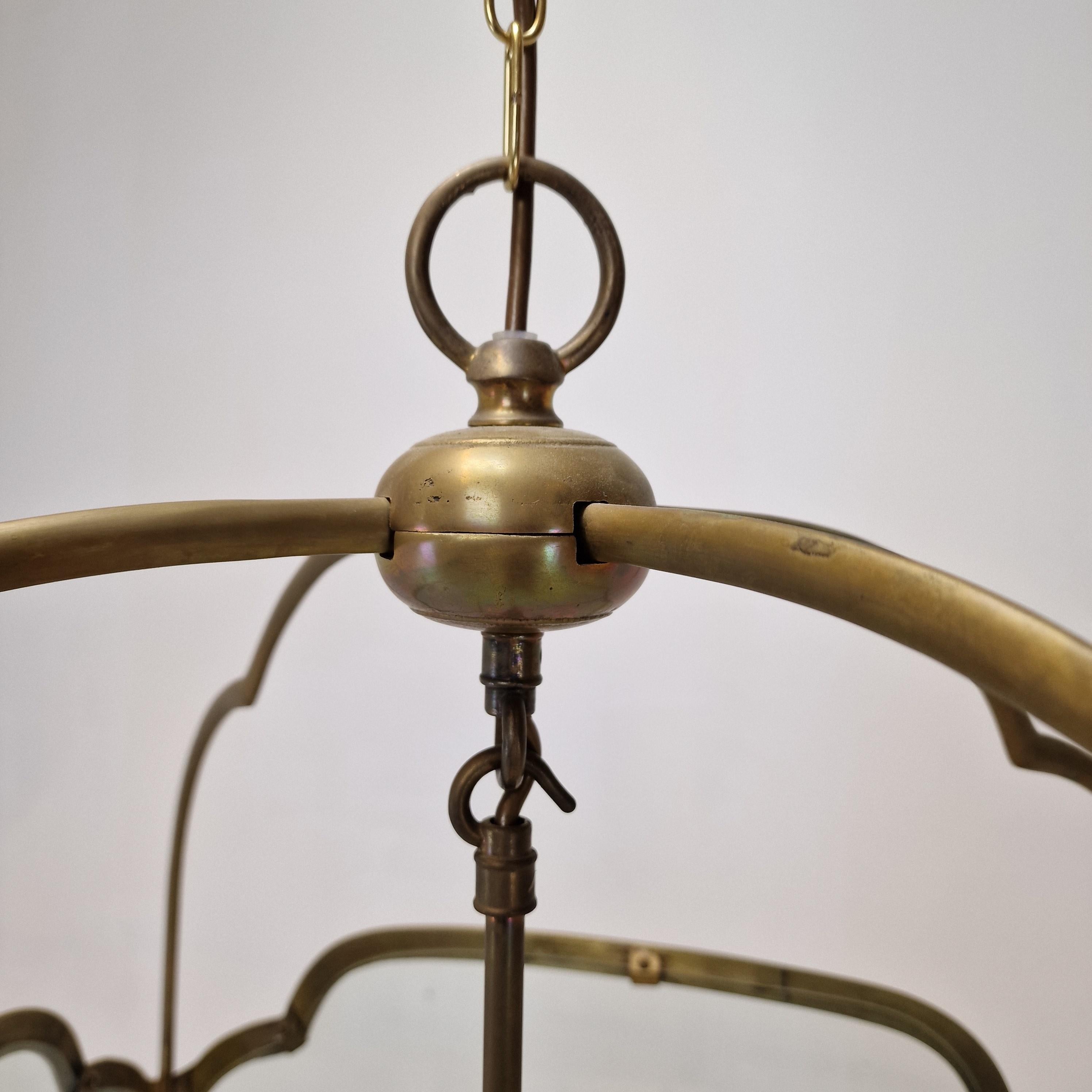 Huge Brass and Glass French Hall Lantern For Sale 2