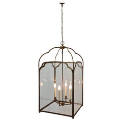 Huge Brass and Glass French Hall Lantern