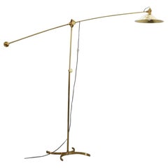 Huge Brass Floor Lamp with Counterweight by Florian Schulz, Germany