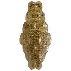 Huge Brass Sconce with Crystal Glasses by Kinkeldey Germany, circa 1970