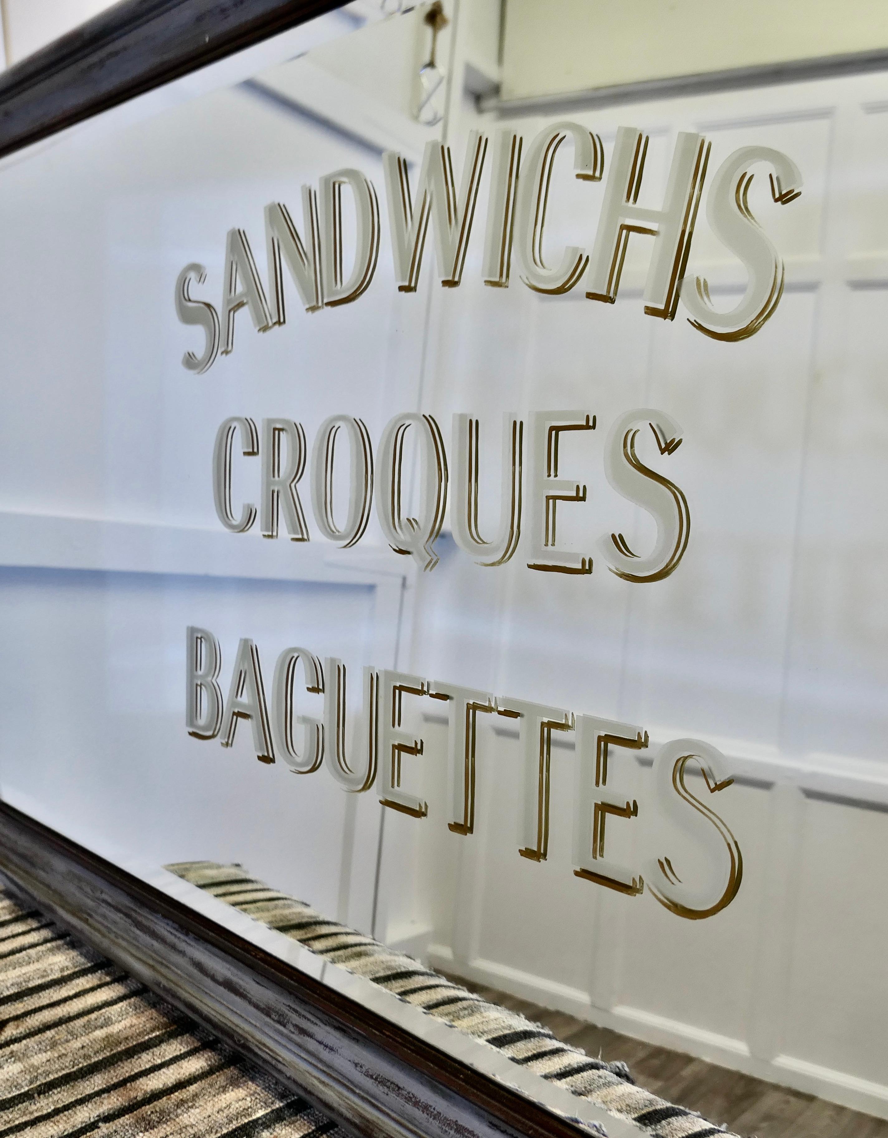 Huge Brasserie Advertising Mirror, Sandwiches Croques & Baguettes 1