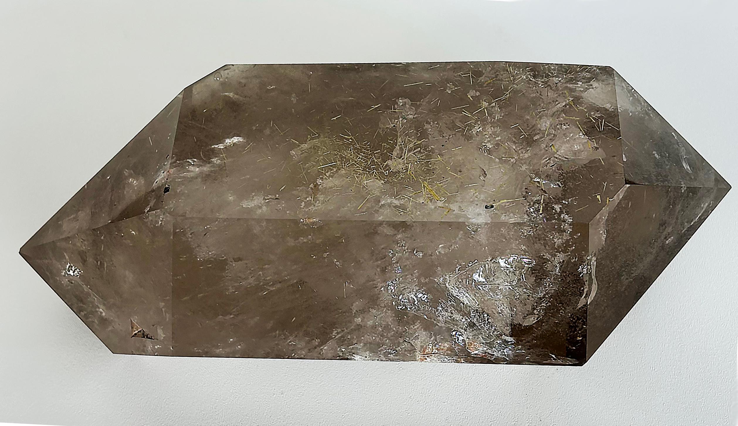 Huge Brazilian Golden Rutile Smoky Quartz Weighs 29 lbs. Double Terminated Point For Sale 5