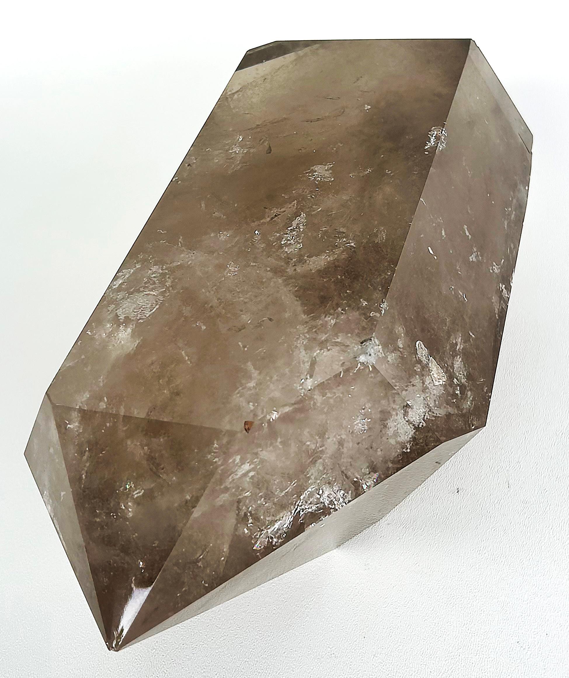 Organic Modern Huge Brazilian Golden Rutile Smoky Quartz Weighs 29 lbs. Double Terminated Point For Sale