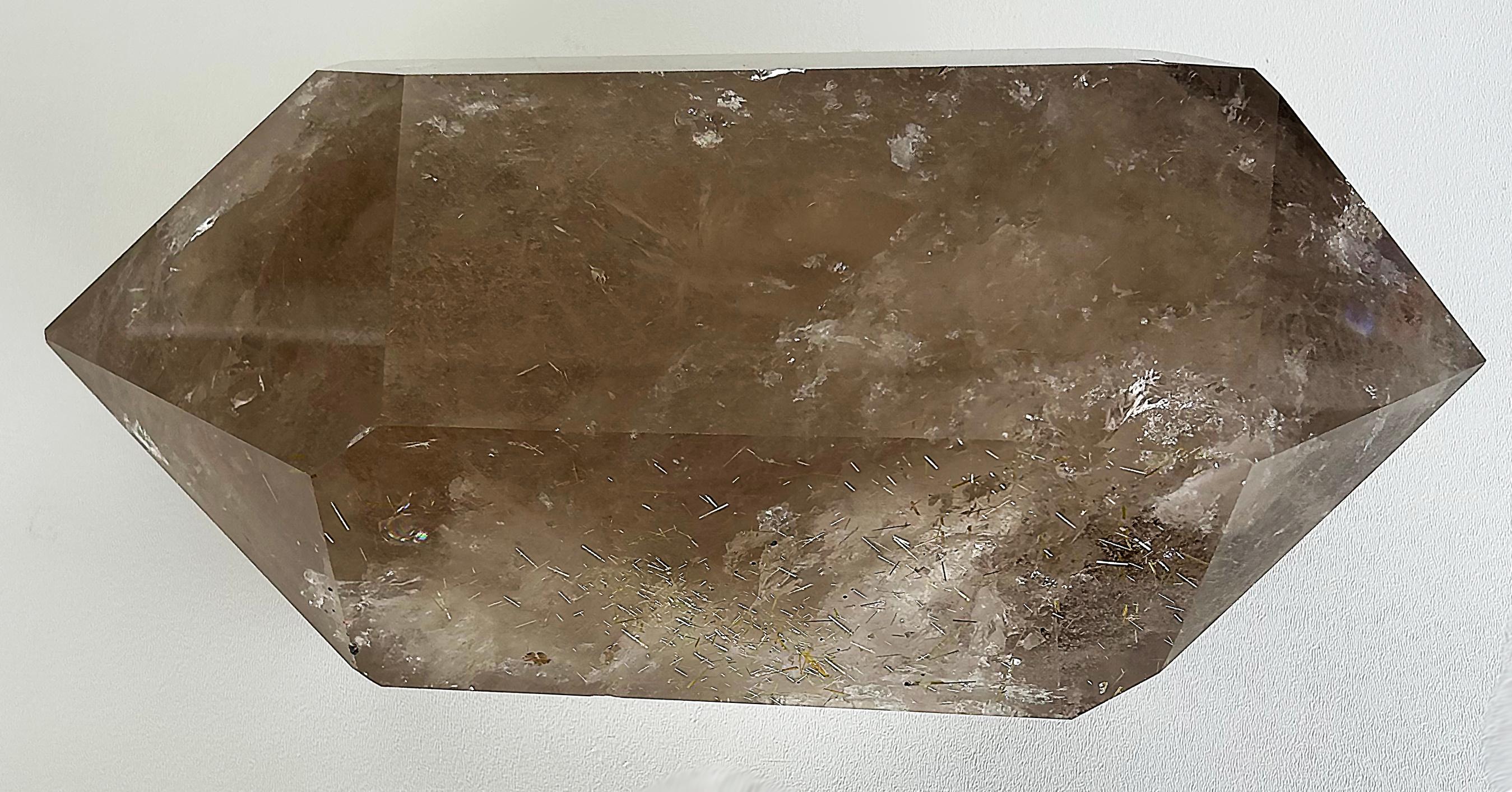 Huge Brazilian Golden Rutile Smoky Quartz Weighs 29 lbs. Double Terminated Point For Sale 2