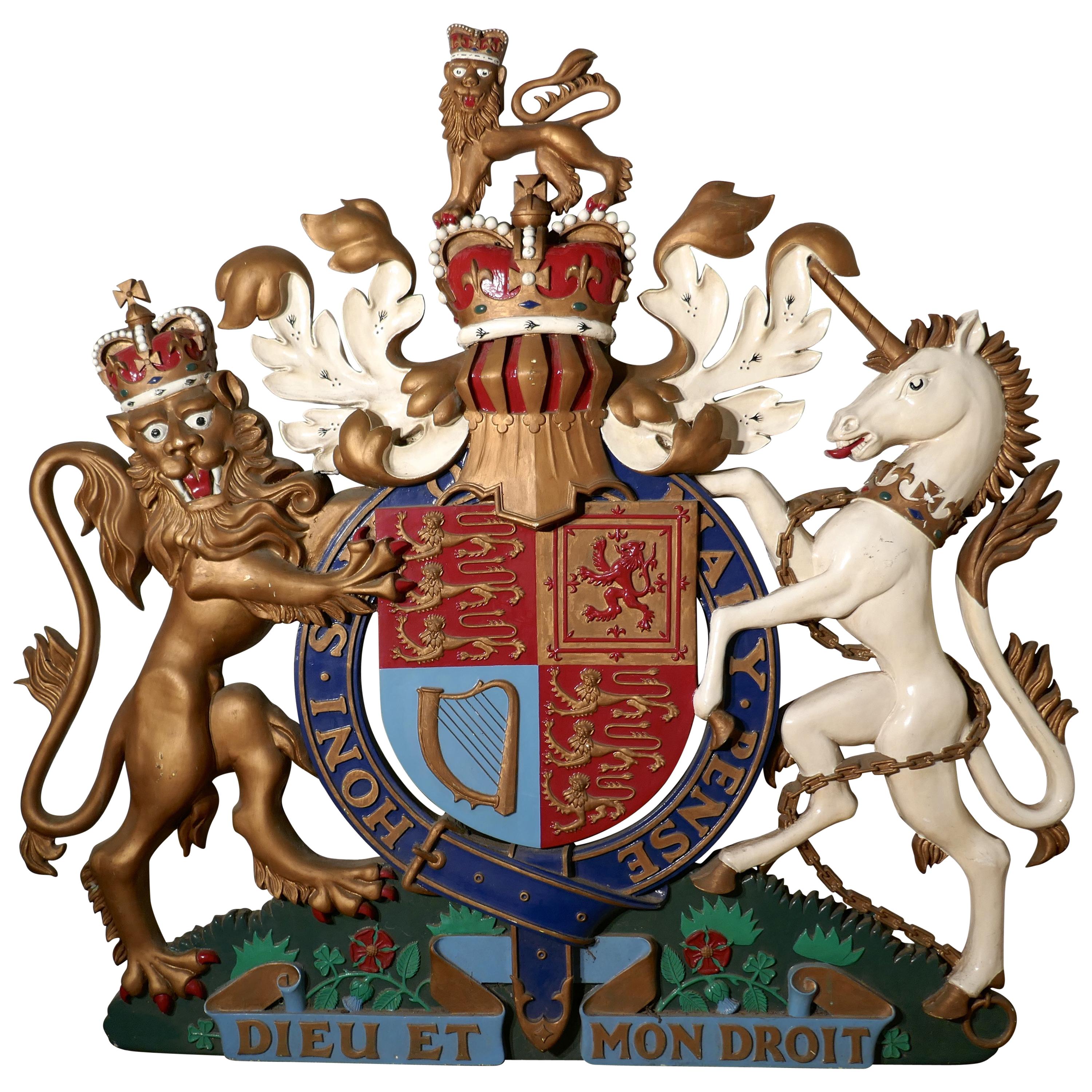 Huge British Royal Coat of Arms Wall Plaque