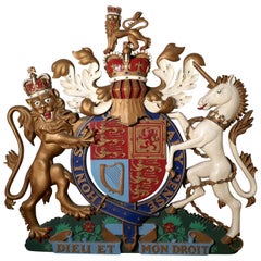 Huge British Royal Coat of Arms Wall Plaque