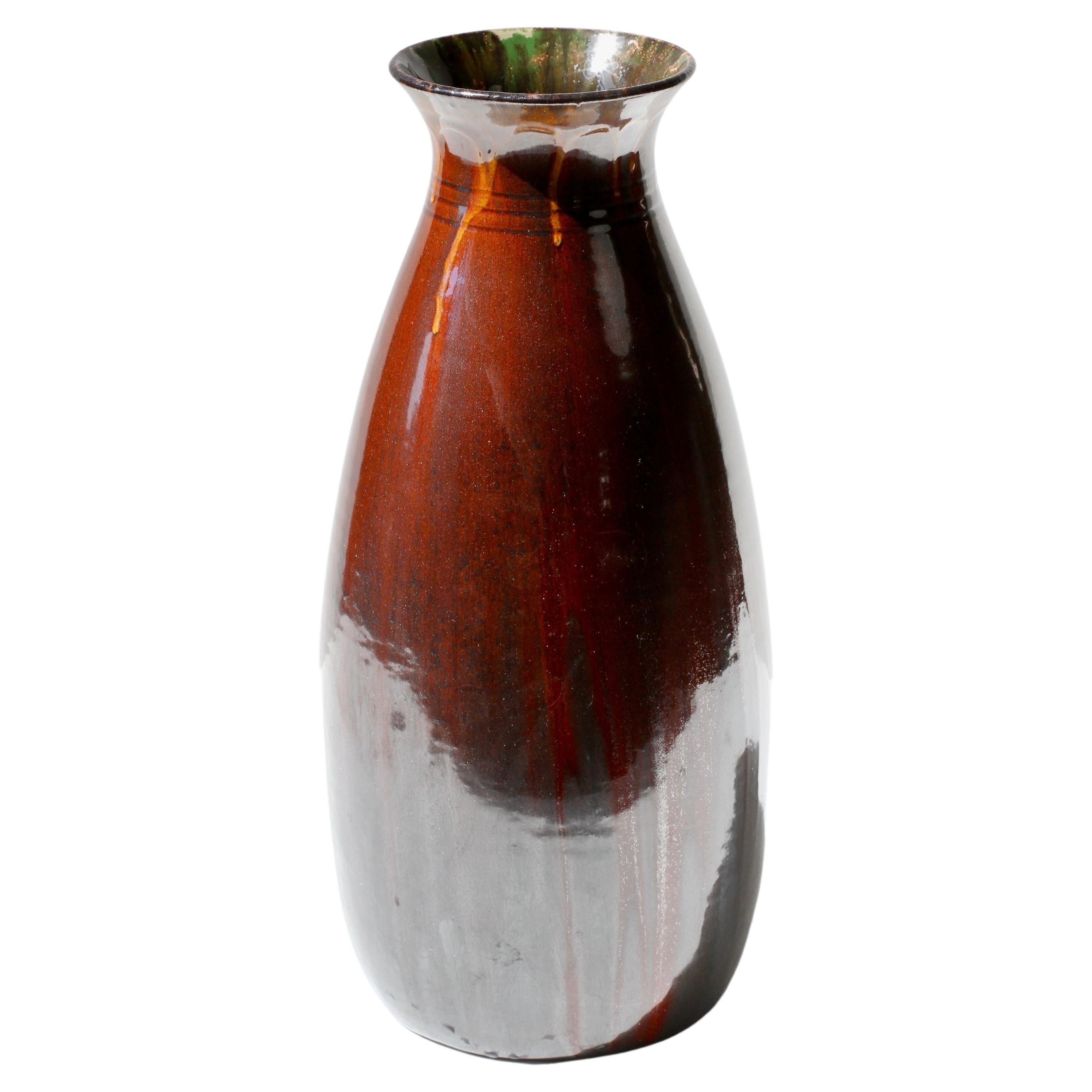 Grand vase en terre cuite émaillée Brown de Willem Coenraad Brouwer, c.1910