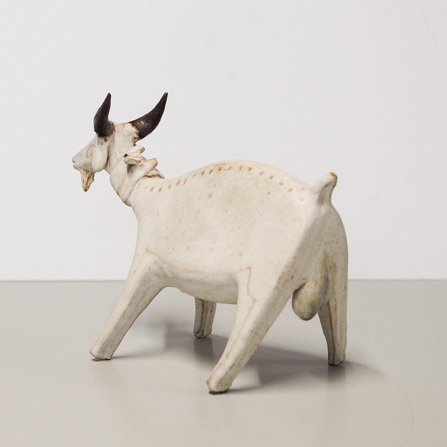 Huge Bruno Gambone Greige Stoneware Goat Sculpture For Sale 2