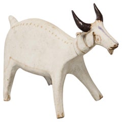 Used Huge Bruno Gambone Greige Stoneware Goat Sculpture
