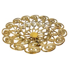 Huge Brutalist Mid-Century Modern Vintage Cast Brass Pedestal Fruit Bowl or Dish