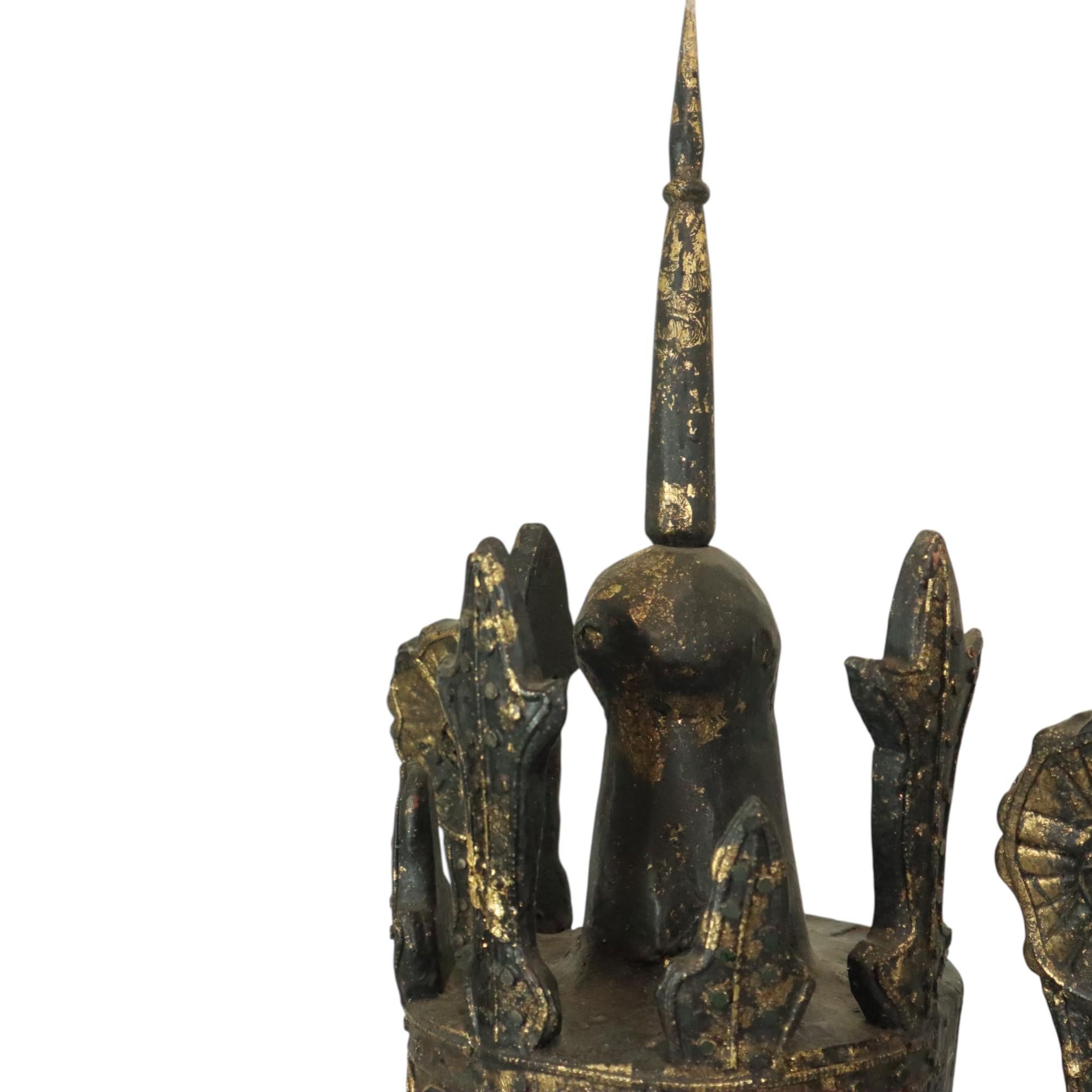Enorme Buda Estatua de Madera Dorada Birmania Envejecida 135cm en venta 4