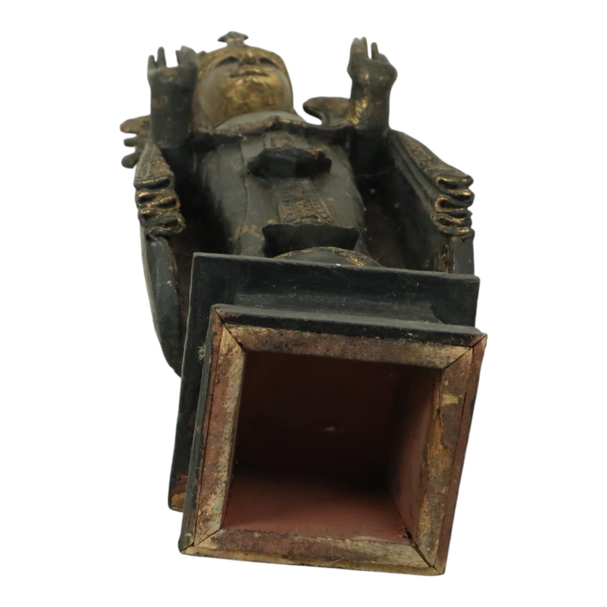 Enorme Buda Estatua de Madera Dorada Birmania Envejecida 135cm en venta 11