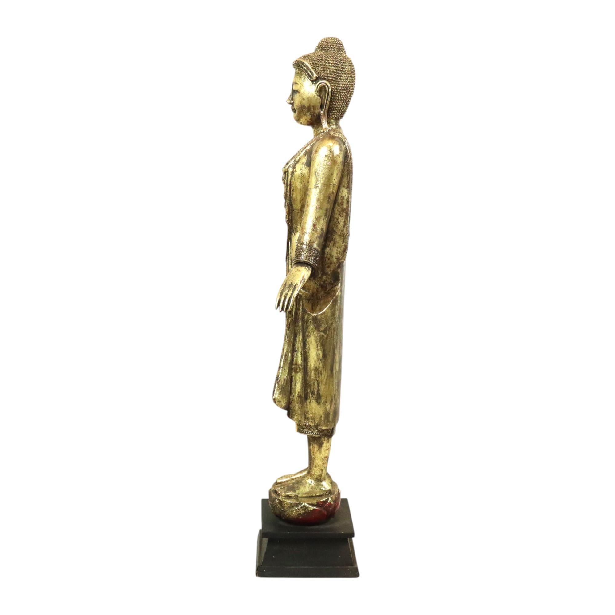 Huge Buddha Statue Gilded Wood Mandalay Burma 140cm 5
