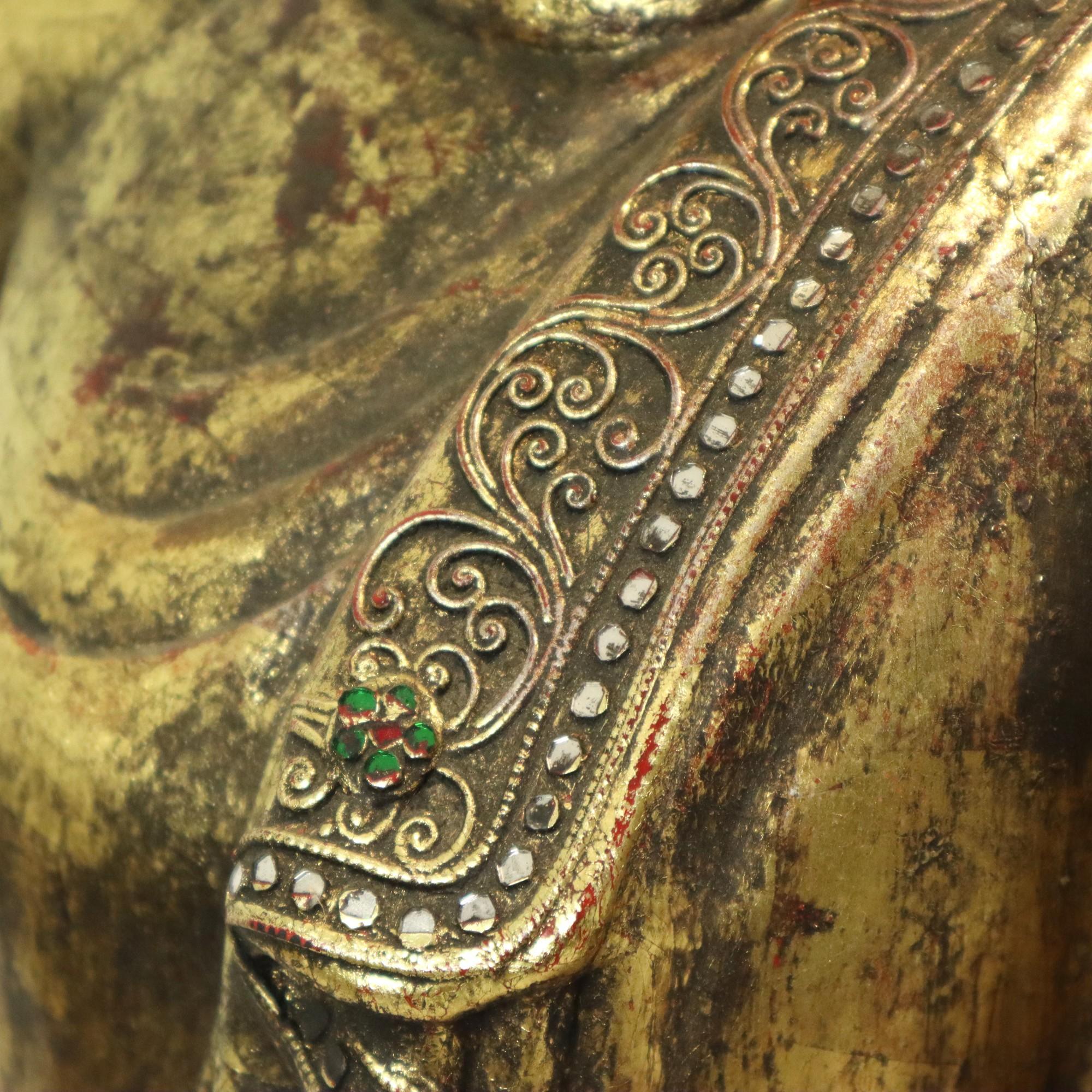 Huge Buddha Statue Gilded Wood Mandalay Burma 140cm 8
