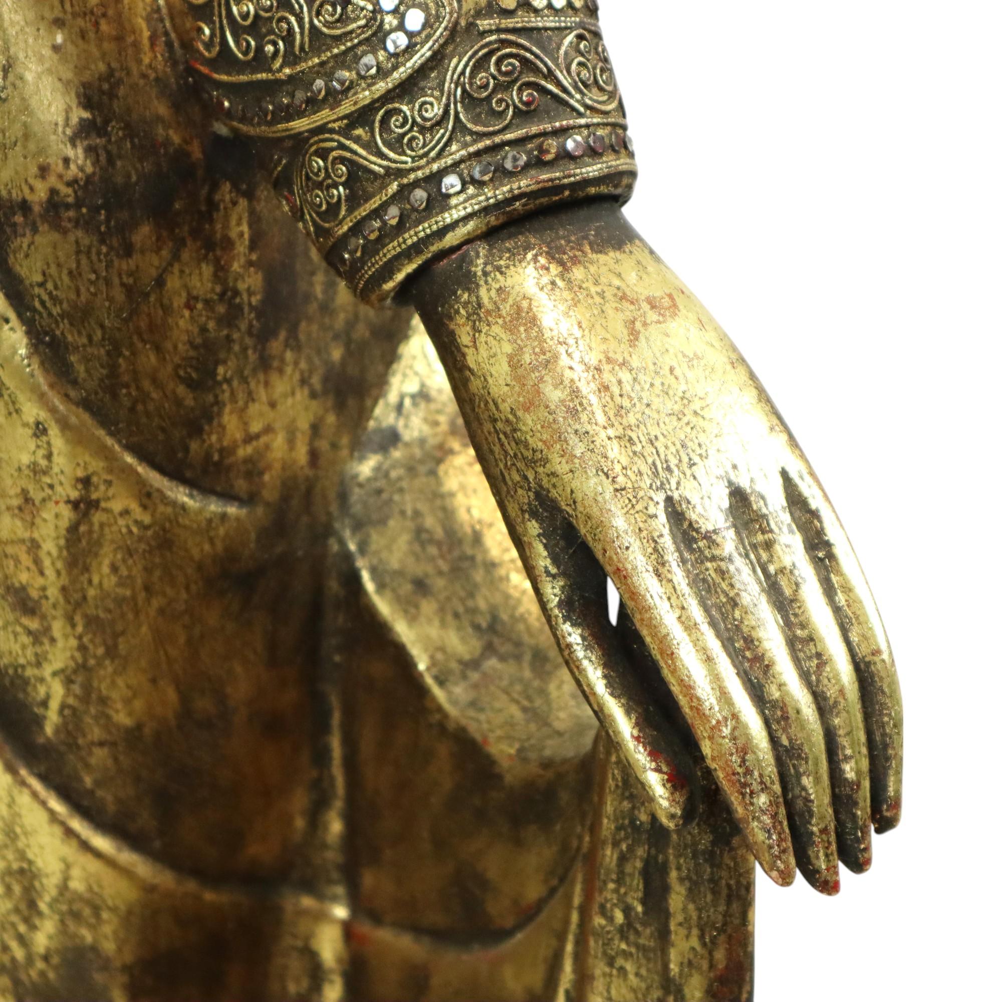 Huge Buddha Statue Gilded Wood Mandalay Burma 140cm 9