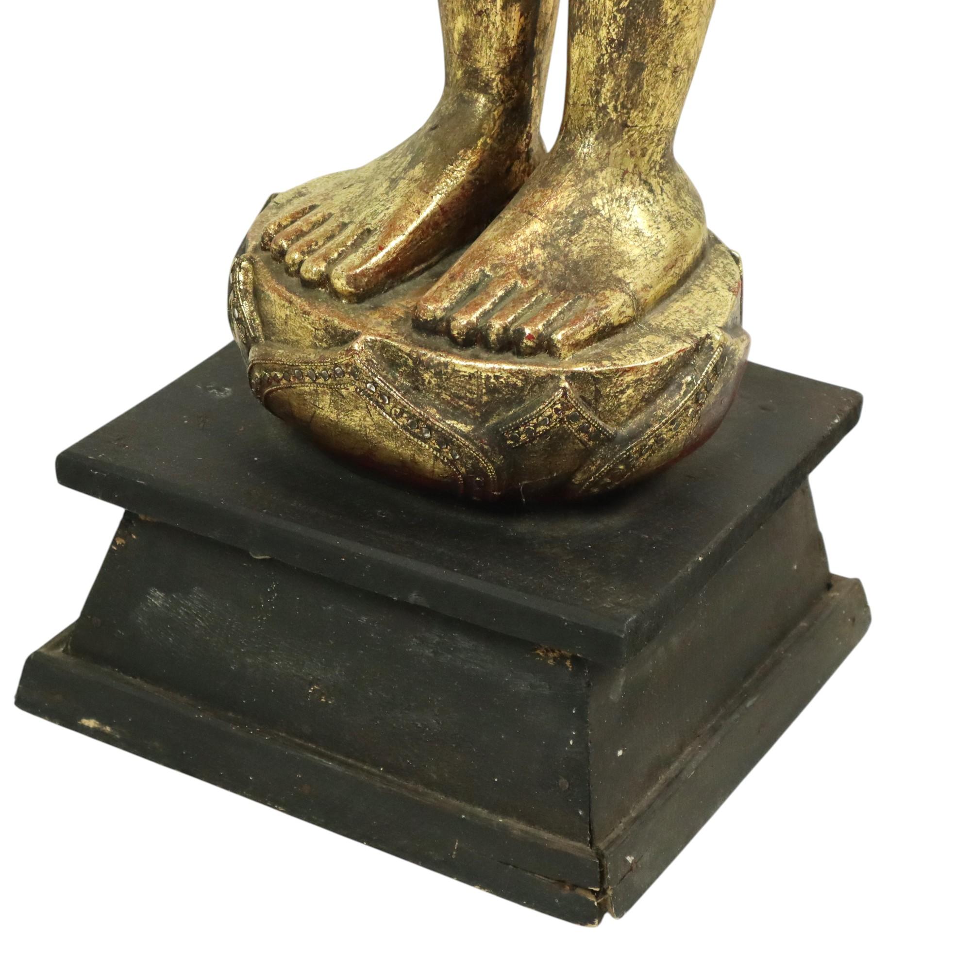 Huge Buddha Statue Gilded Wood Mandalay Burma 140cm 10