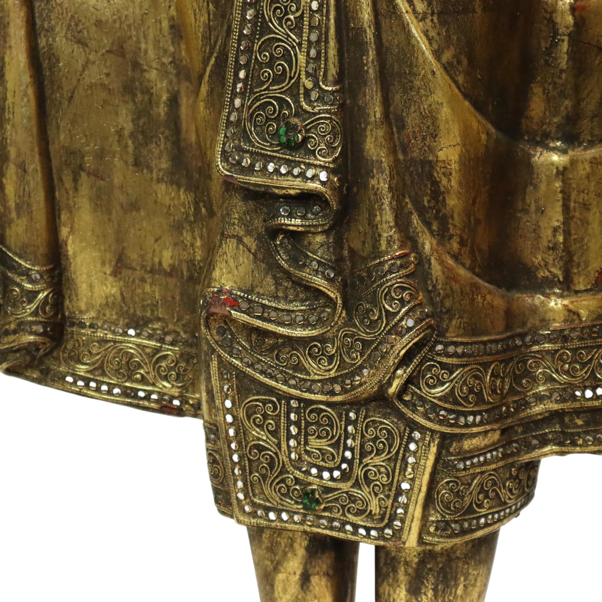 Huge Buddha Statue Gilded Wood Mandalay Burma 140cm 11