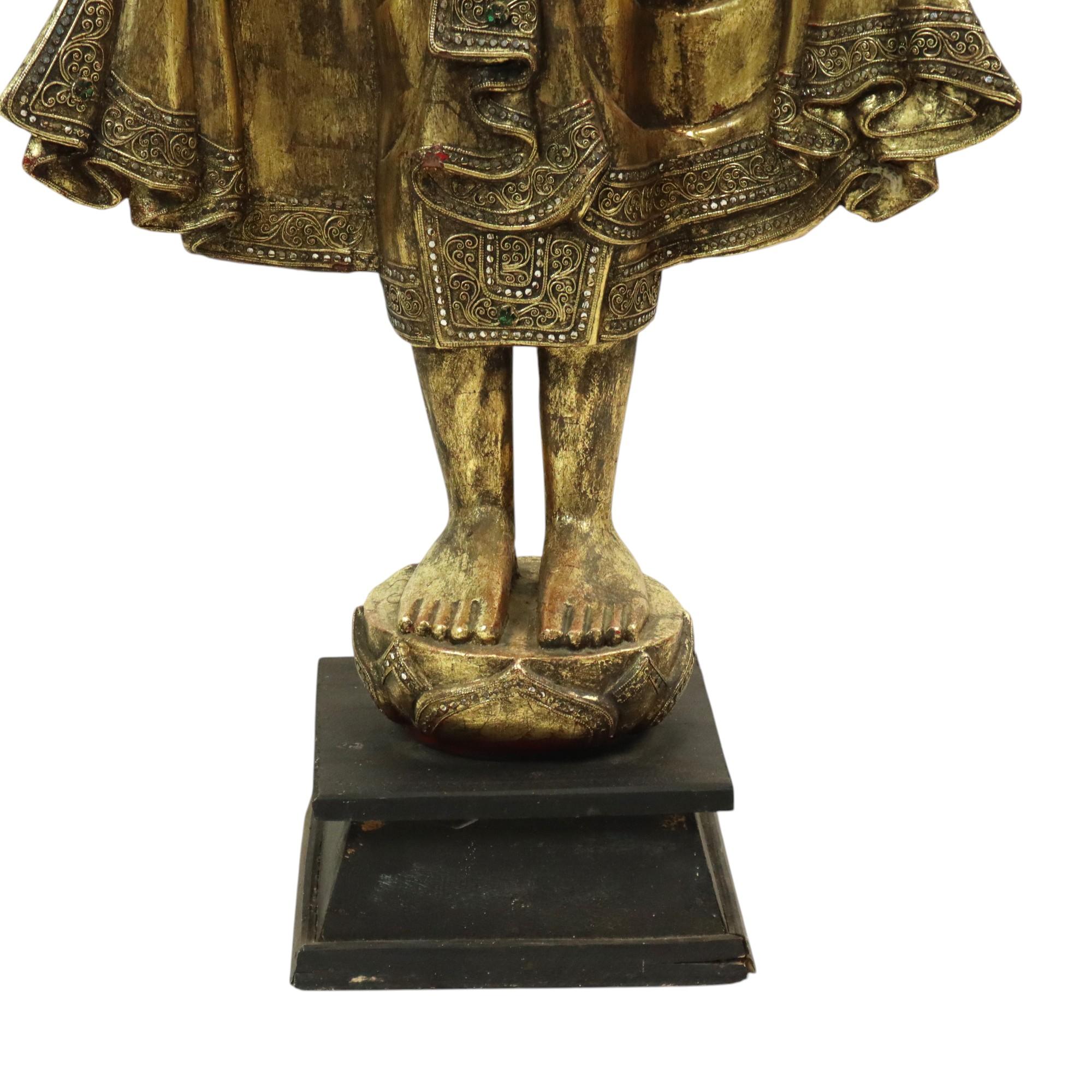 Gilt Huge Buddha Statue Gilded Wood Mandalay Burma 140cm