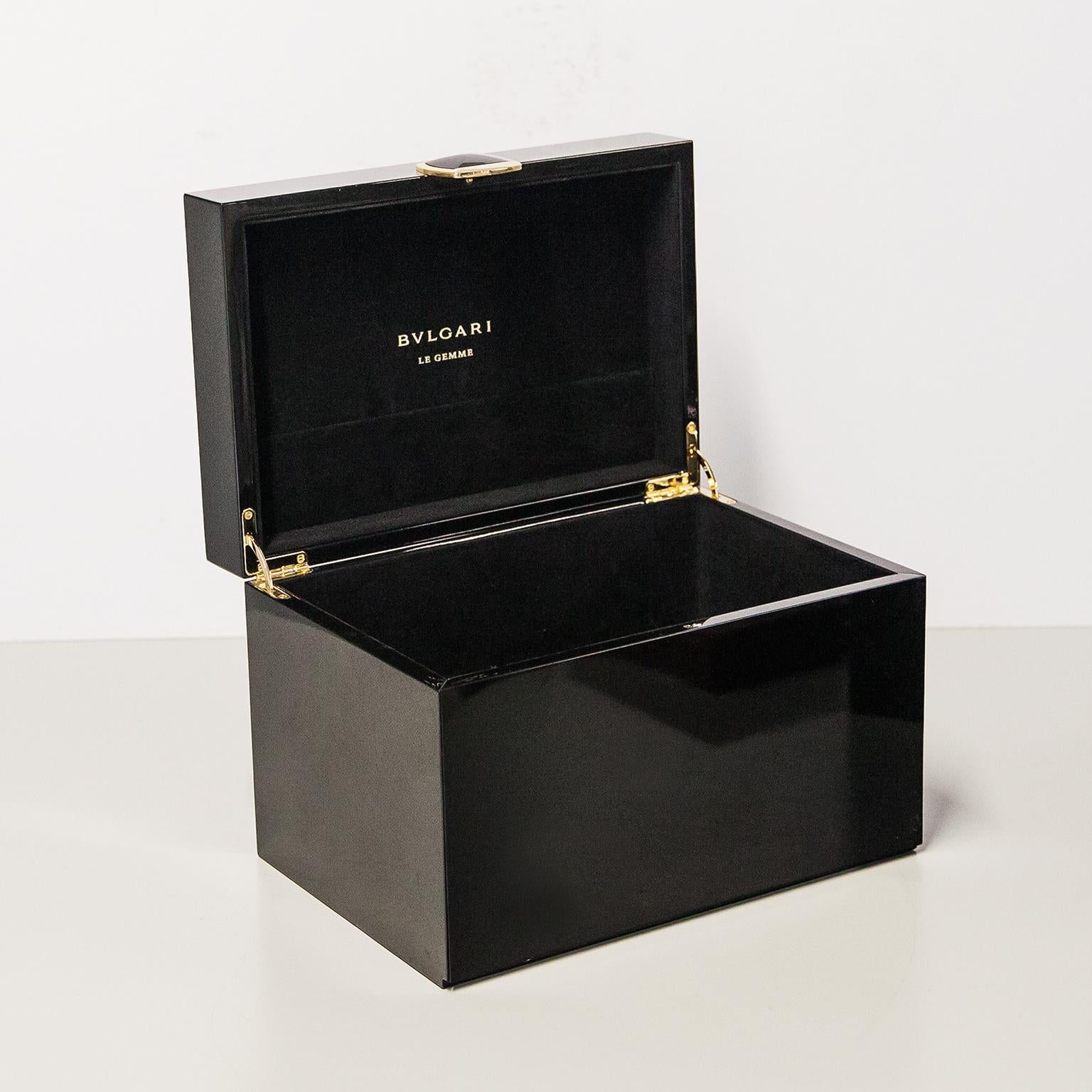 Gilt Huge Bvlgari China Lacquer Jewelry Le Gemme Box For Sale