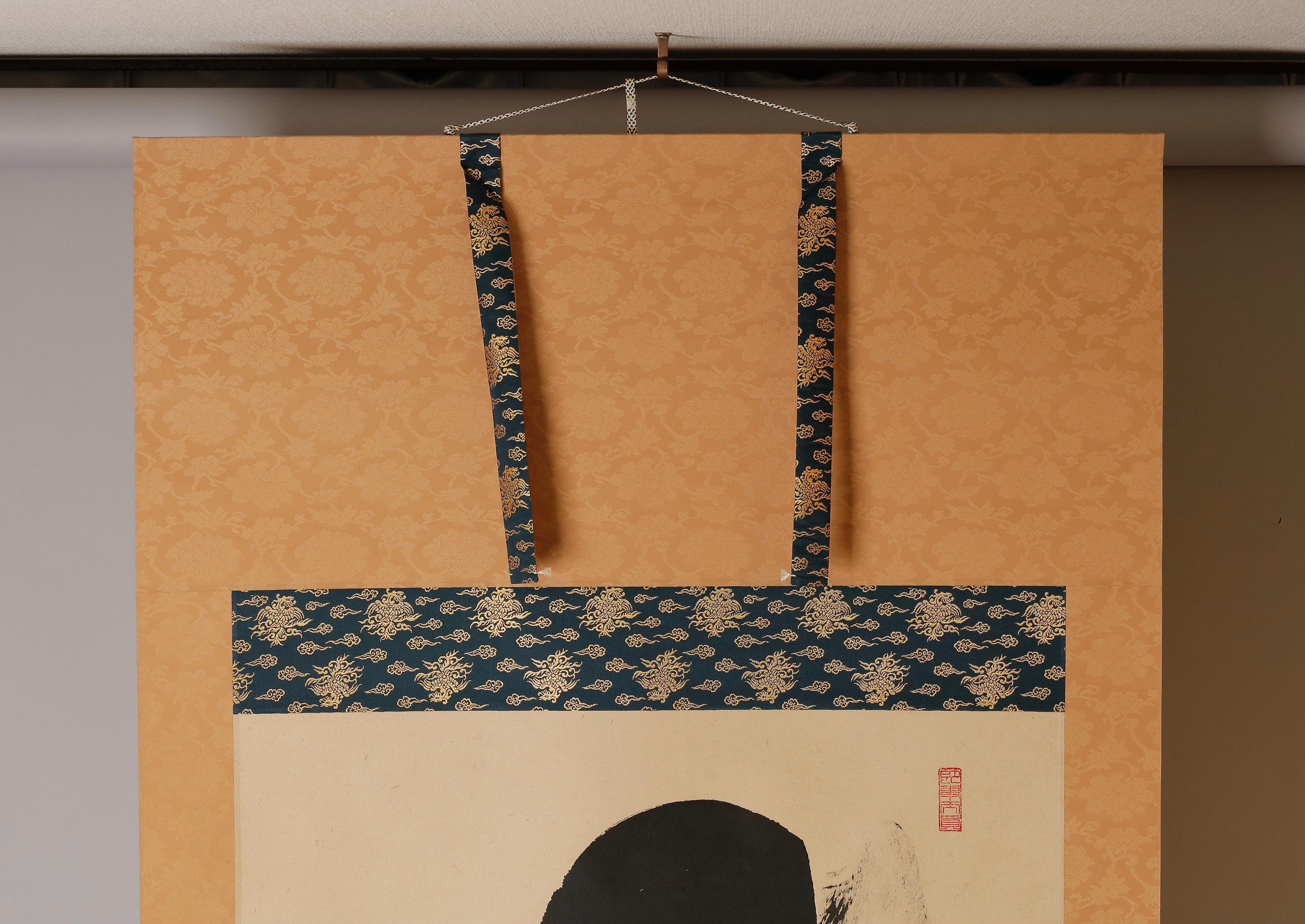 Edo Huge Calligraphy Painting Rising Dragon Signed by Mt Koya Monk