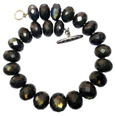 Huge Canadian Labradorite Beaded Necklace with Toggle Labradorite Inlay Clasp