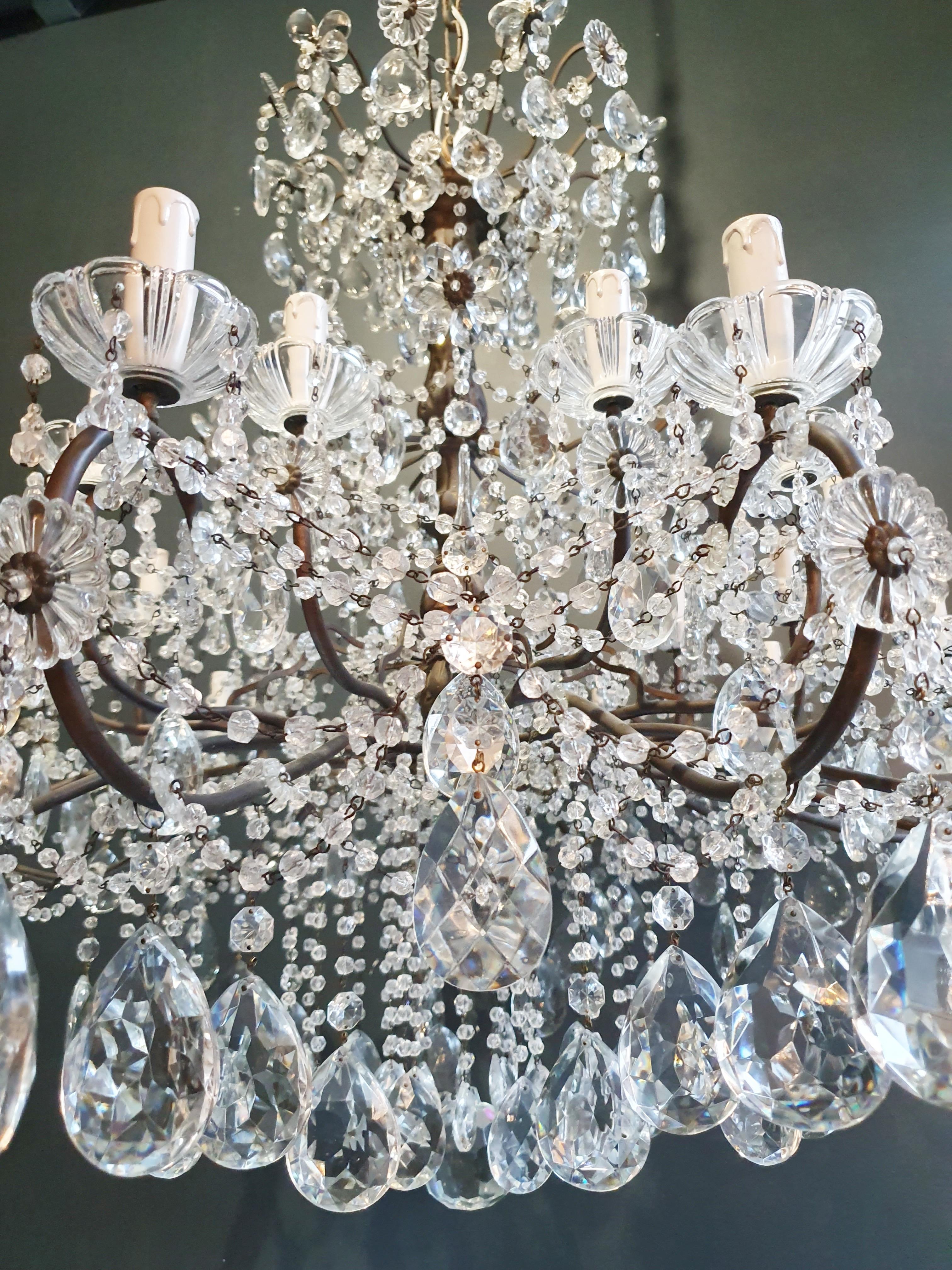 Grand lustre à candélabre ancien en cristal lustre Art Nouveau en vente 4