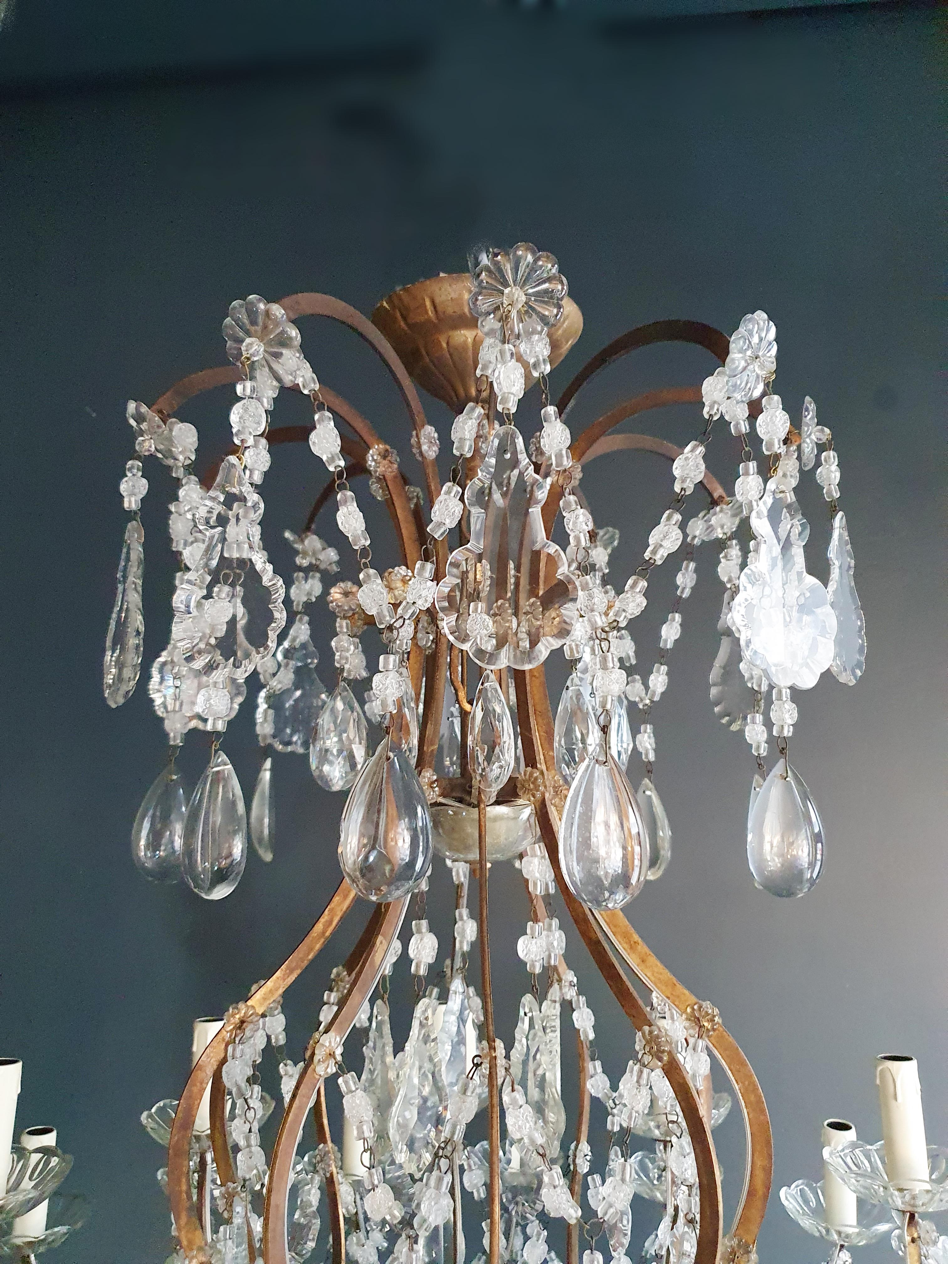 Huge candelabrum crystal antique chandelier ceiling lustre Art Nouveau

Measures: Total height 140 cm, height without chain 110 cm, diameter 110 cm. Weight (approximately): 35 kg.

Number of lights: 30-light bulb sockets: E14 material: Brass, cut