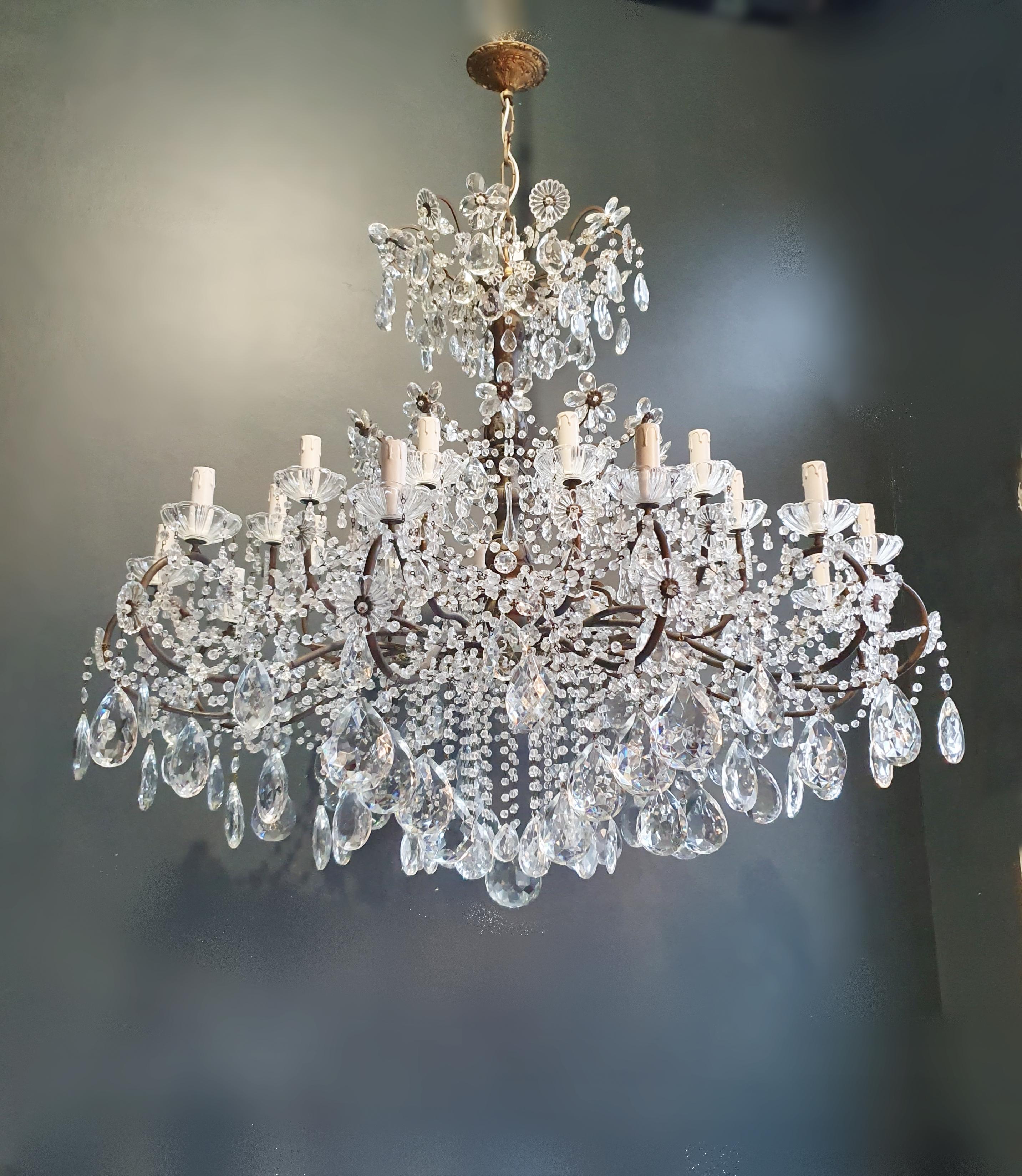 Hand-Knotted Huge Candelabrum Crystal Antique Chandelier Ceiling Lustre Art Nouveau For Sale