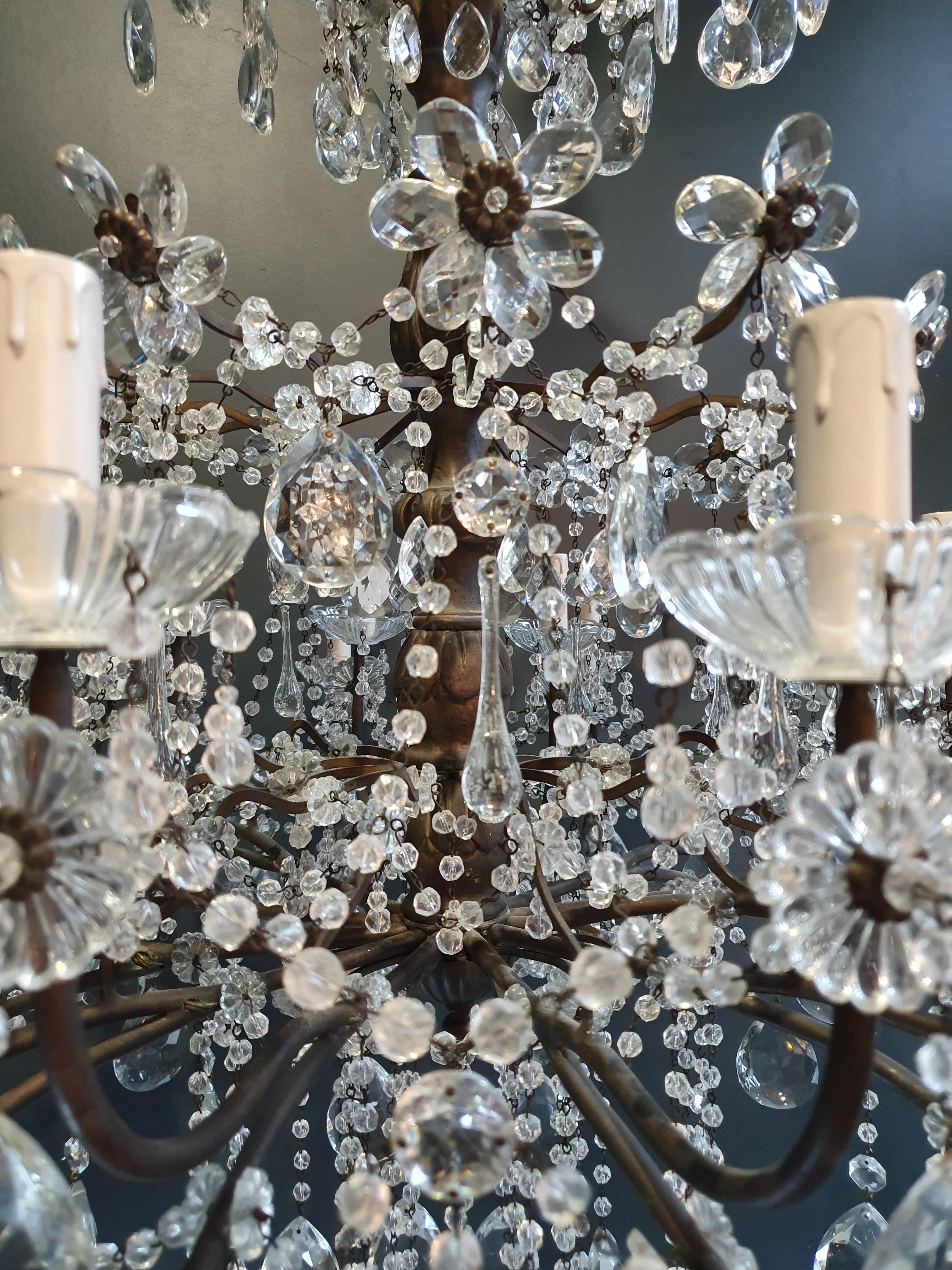 Huge Candelabrum Crystal Antique Chandelier Ceiling Lustre Art Nouveau In Good Condition For Sale In Berlin, DE