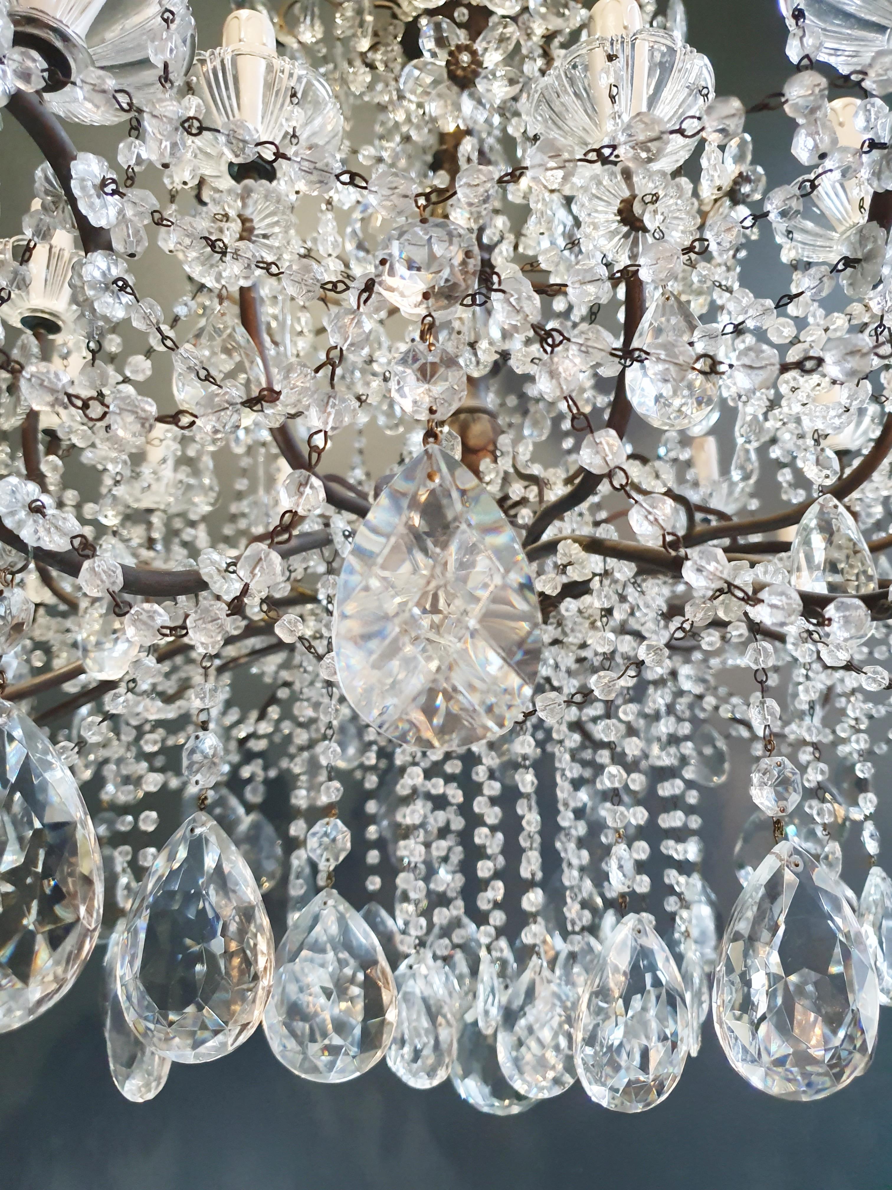 XVIIIe siècle Grand lustre à candélabre ancien en cristal lustre Art Nouveau en vente