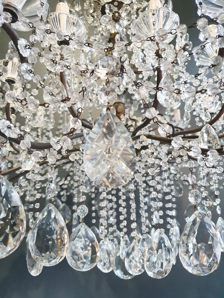 Wire Huge Candelabrum Crystal Antique Chandelier Ceiling Lustre Art Nouveau For Sale