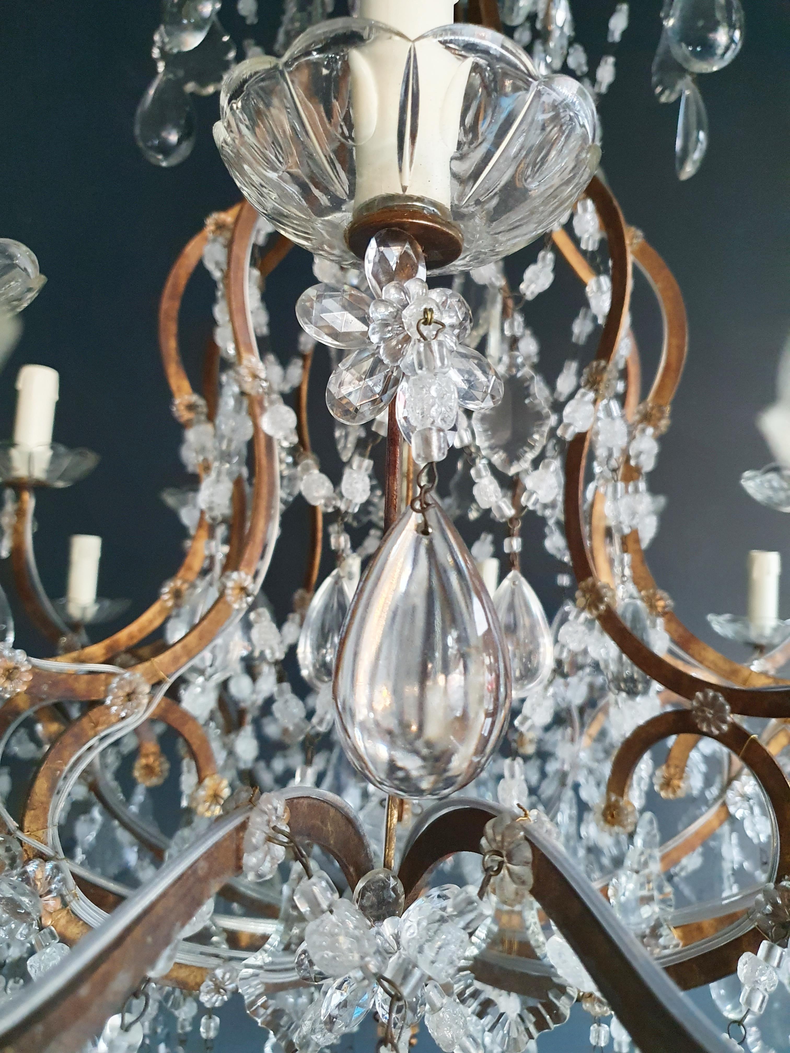 Fil de fer Grand lustre d'antiquités classique en cristal Massive Large de style candélabre en vente