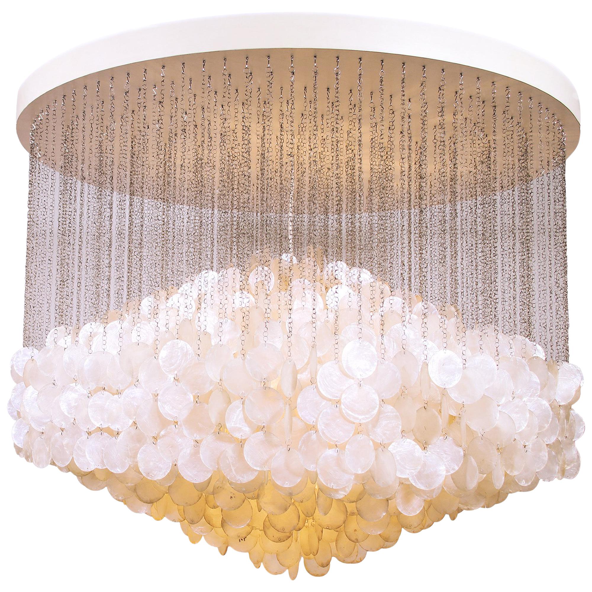 Huge Capiz-Shell FUN 7DM Pendant Lamp by Verner Panton, Denmark