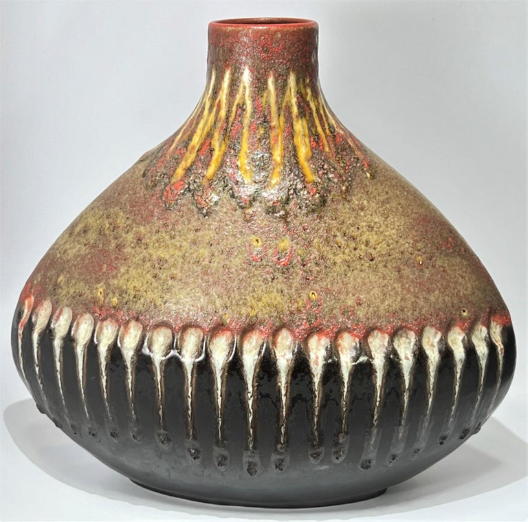 Mid-Century Modern Huge Carstens Tönnieshof Fat Lava Vase with Extraordinary Sculptural Form, C1970 For Sale