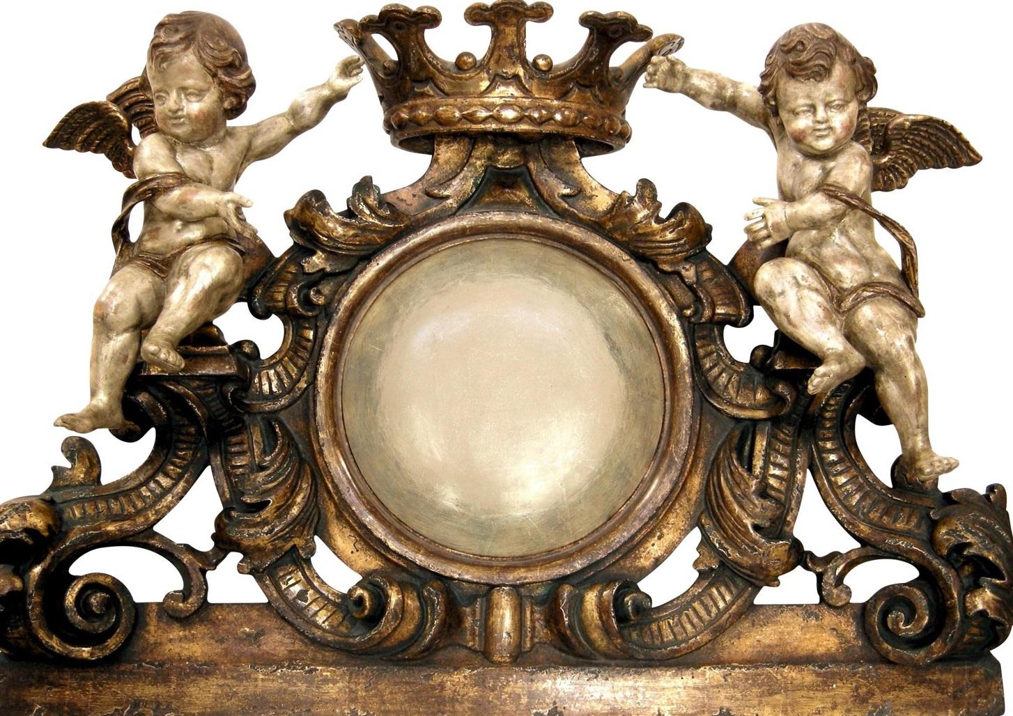 Baroque Huge Carved Italian Heraldic Crest over Door with Angels by Randy Esada Designs For Sale