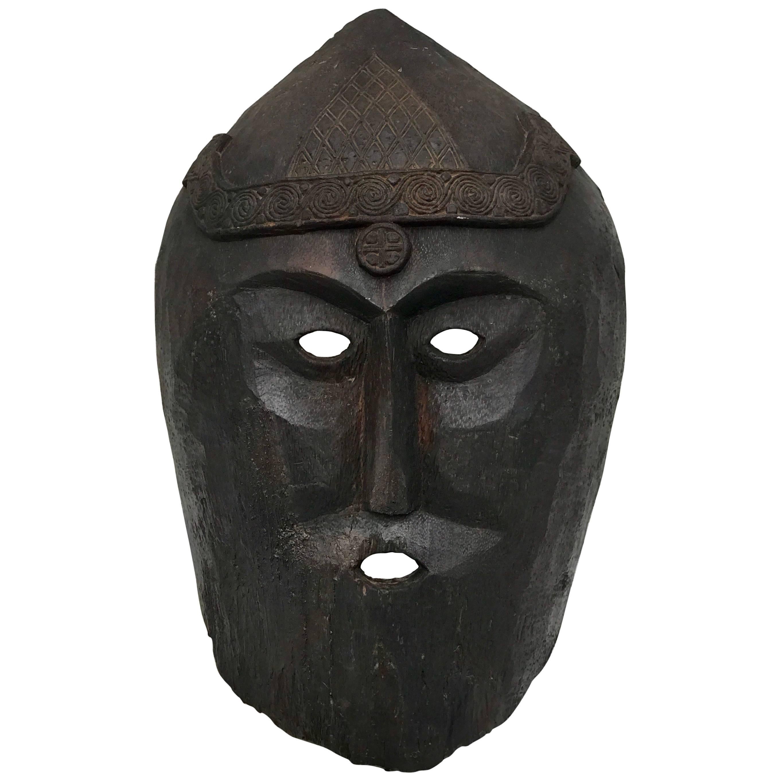 Huge Carved Mahogany Celtic Mask