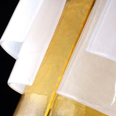 Lampada da soffitto enorme, lastra di seta e vetro di Murano ambrato, Ocean Drive di Multiforme